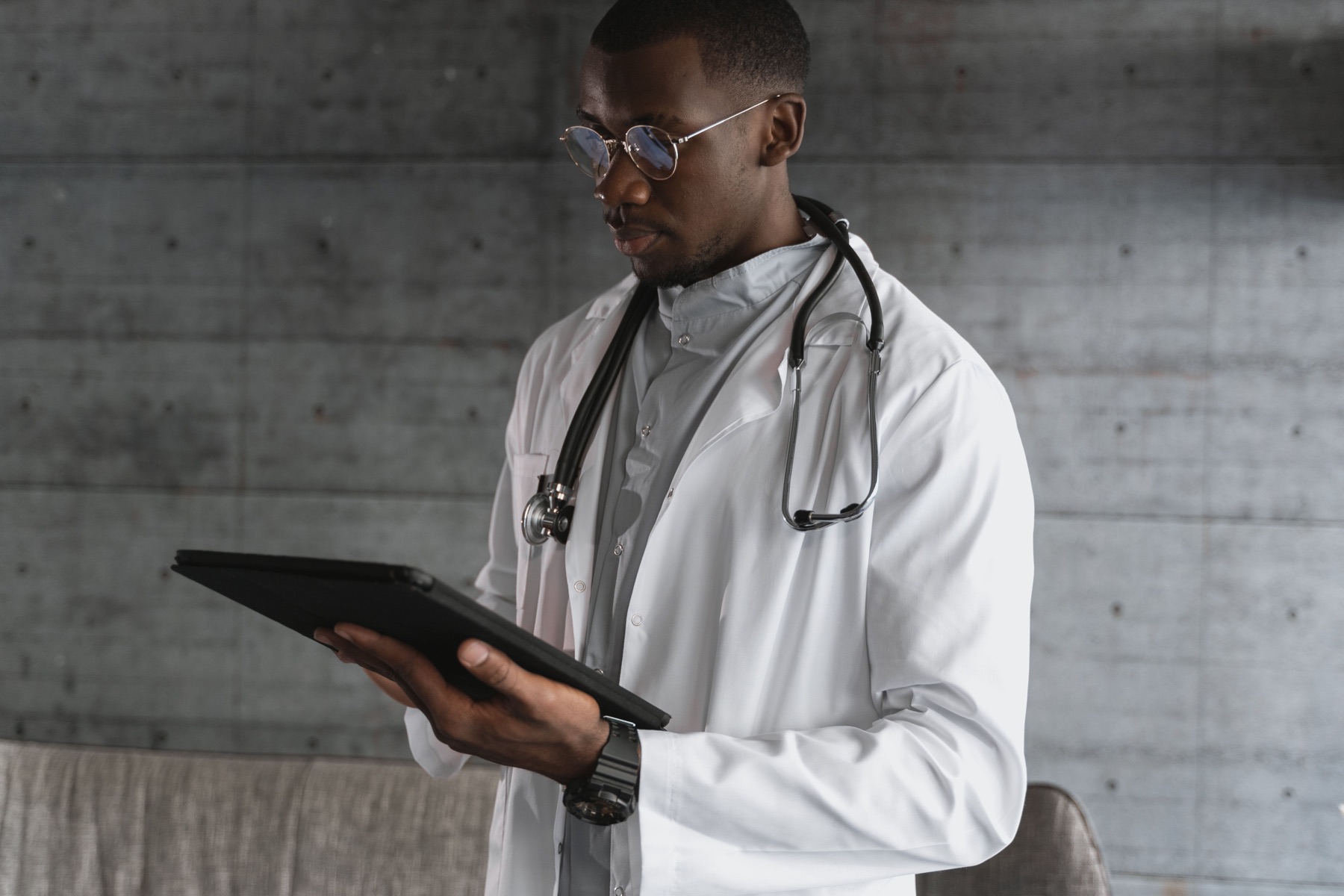 Doctor reviewing a health assessment